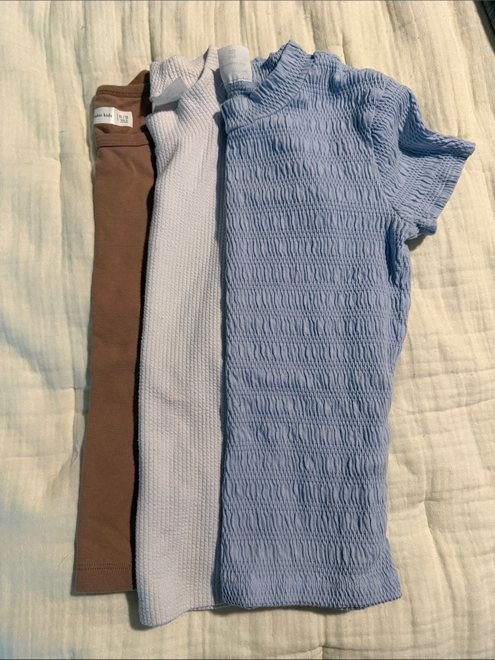 abercrombie kids Short-Sleeve Ribbed Tees in Blue, Light Blue & Brown